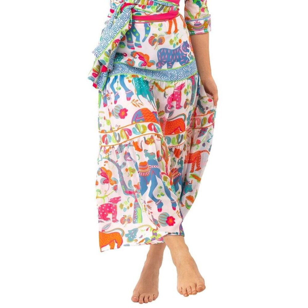 Gretchen Scott Ipanema Animal Kingdom Tiered Maxi Skirt Womens Extra Small NEW - Picture 2 of 11